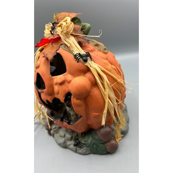 Vtg Ceramic Pumpkin Halloween Decoration Lighted Jack O Lantern Electric Fall - Picture 6 of 8
